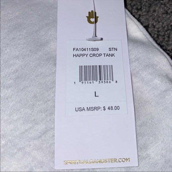 NWT spiritual gangster HAPPY crop tank Large white - Picture 6 of 7